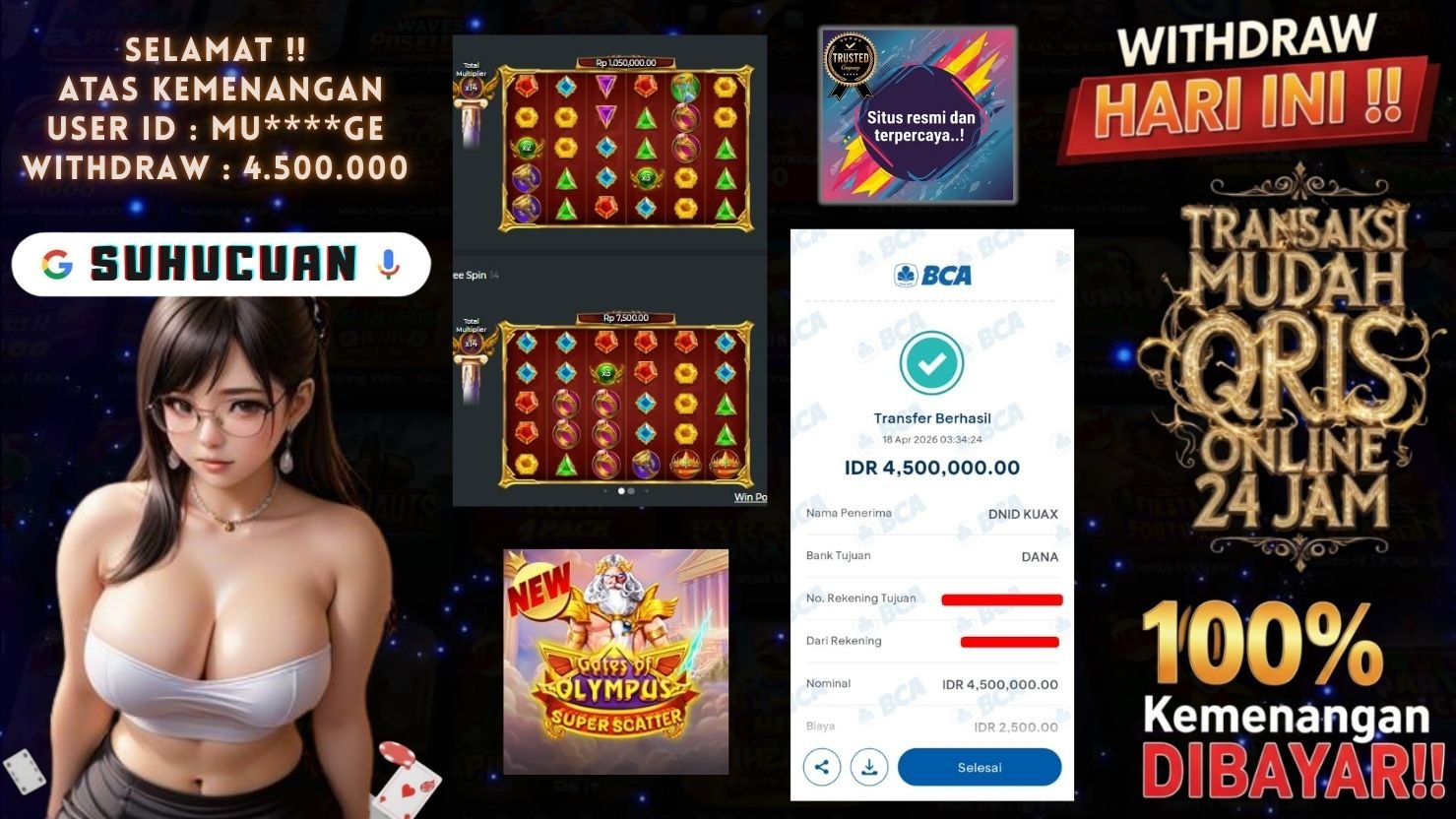 SUHUCUAN JACKPOT SLOT GATES OF OLYMPUS SUPER SCATTER